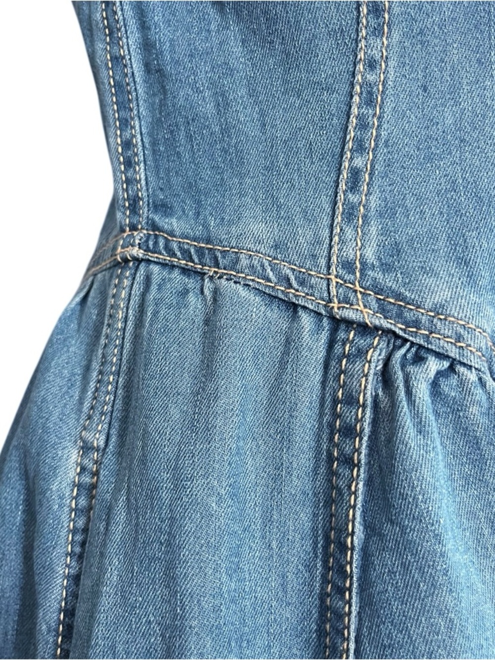 Anthropologie PILCRO Blue Denim Cotton Button Down Midi Western Dress Size 6 - Picture 11 of 12
